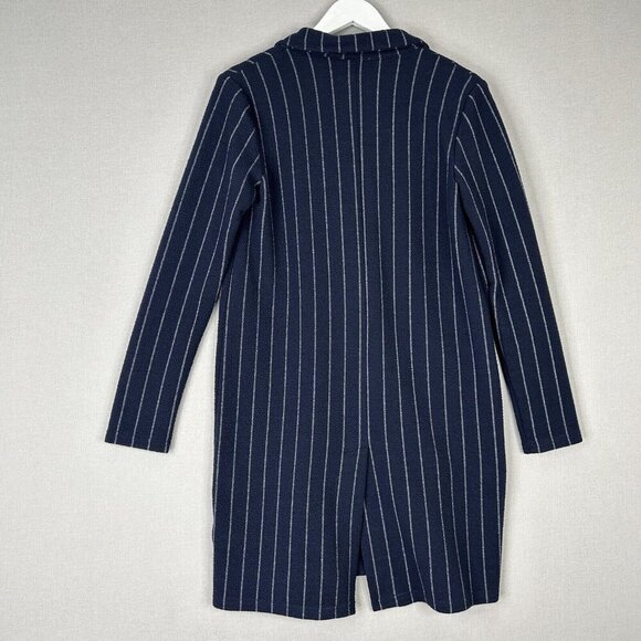 Harlyn Anthro Womens Jacket Extra Small Blue Pinstripe Longline Blazer Cardigan - Picture 11 of 16